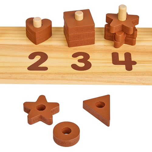 Image of Excellerations Wooden Shape Number Counter - Natural