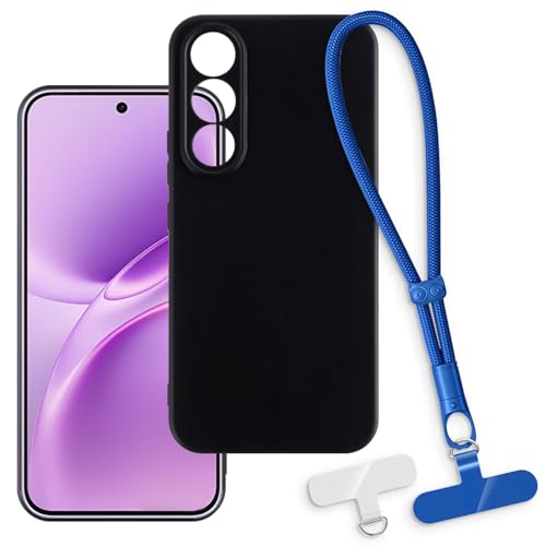 OAGELIM 2-in-1�ی�P�[�X�ƃ��X�g�X�g���b�v Vivo V70 FE 5G V2550 �Ƃ̌݊������� ���O���\�ȃ��j���[�h�t���d�b�J�o�[�A����~�ߕ����h�~�O���b�v�n���h�� (�u���b�N + �u���[)