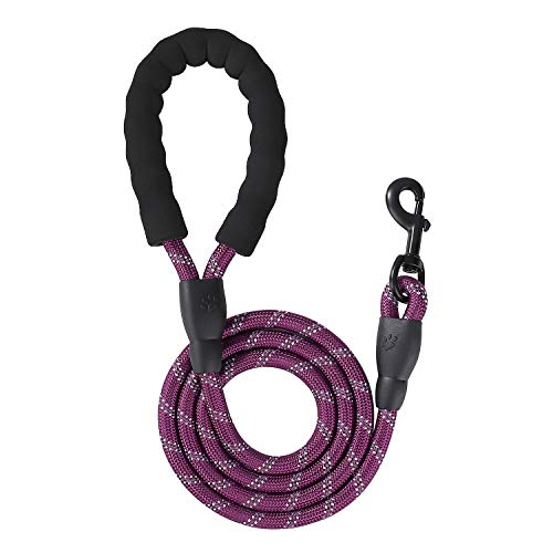 MaoXinTek Correa para Perro, Mascota Adiestramiento Cuerda con Mango Acolchado 1.5m 5ft Antideslizantes Hilos Altamente Reflectantes Nylon Duradero, para Perros Pequeños y Medianos Paseo Corriendo