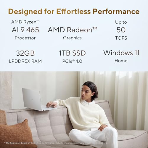 Image of ASUS Zenbook S 16 (2026),AMD Ryzen AI 9 465,AMD Radeon iGPU, 32GB RAM, 1TB SSD,OLED, 16 inch, (40 cm), Windows 11, M365 Basic(1 Year)* Office 2024, Scandinavian White,1.50 kg,UM5606GA-SR249WS,Co-pilot+ PC