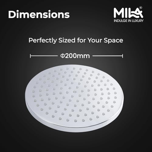 Image of Mila Disque Rain Shower| Chrome Finish Round Overhead Shower | Φ200mm Ceiling Mounted | ABS Body| Single Function Rainfall Shower for Broad Coverage & Water Efficiency| (Without Arm)