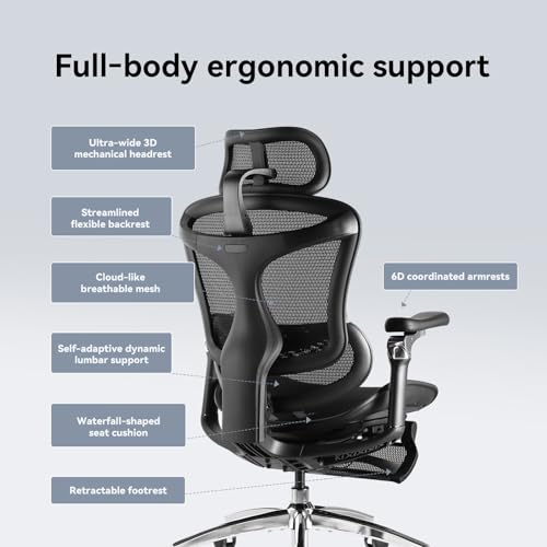 Image of SIHOO Doro C300 Pro Ergonomic Office Chair with Footrest, Ultra-Soft 6D Armrests, Dynamic Lumbar Support, Seat Depth Adjustment and Adjustable Backrest, Big and Tall Desk Chair 2 Packs (Black)