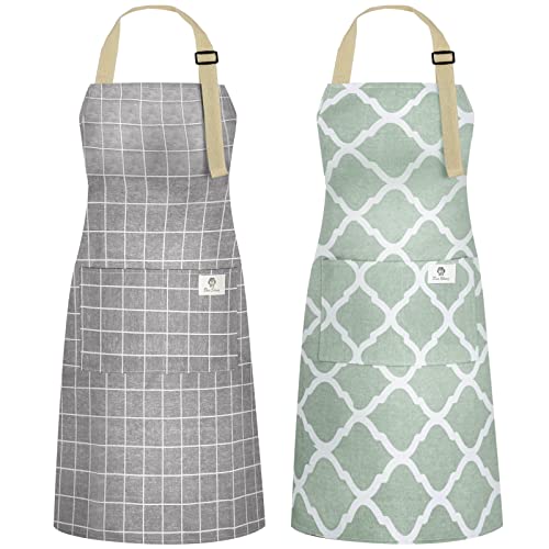 NLUS 2-Pack Waterproof Kitchen Aprons with Pockets