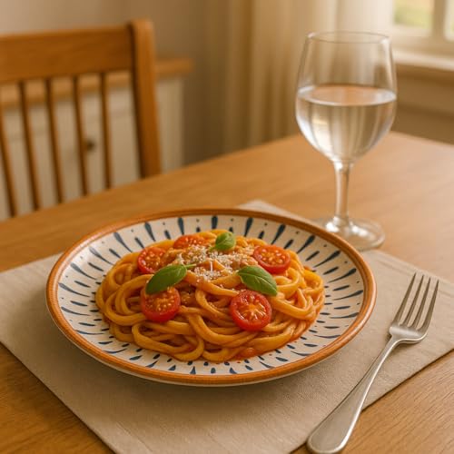 Image of YELONA Ceramic Plate Set of 6 | 8-Inch Dinner Plates | Droplet Pattern | Lead-Free Microwave & Dishwasher Safe Porcelain | 20 CM | Japanese Aesthetic