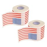 Operitacx 2 Rollen Klopapier mit Amerikanischer Flagge Bedruckt Sicher und Hypoallergen Fasern Kreative Prägung für Badezimmer und Tischgebrauch