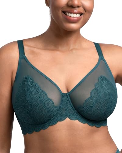Image of HSIA Minimizer Bras for Women Large Bust Full Coverage Lace Plus Size Bra - Mermaid Scales