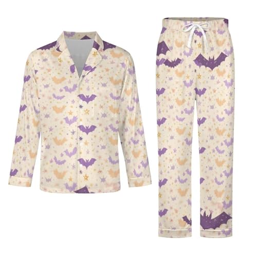 His and Her Matching Pajamas Set for Couples Halloween Pjs for Women Men 2 Piece Long Sleeve Sleepwear Set3