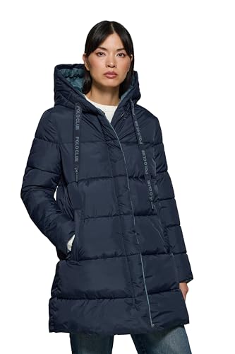 Polo Club Cappotto Reversibile da Donna in colore Blu e con Cappuccio fisso - Giacca Invernale