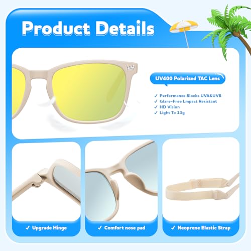 Baby Toddler Polarized Sunglasses with Strap, 3 Pack Infant Sunglasses for Boys & Girls 0-24 Months, UV Protection4