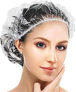 GCQQ Disposable Shower Caps,100PCS Elastic Plastic Shower Caps Hats for Spa, Home Use, Hotel,Hair Salon and Kitchen