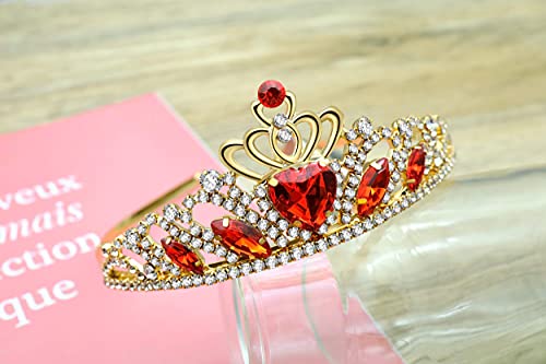 Descendant 4 Rise of Red Crown and Necklace Descendant 4 Gold Tiara Jewelry Set Queen of Hearts Crown Eive Costume Gift for Girls Teen Party2