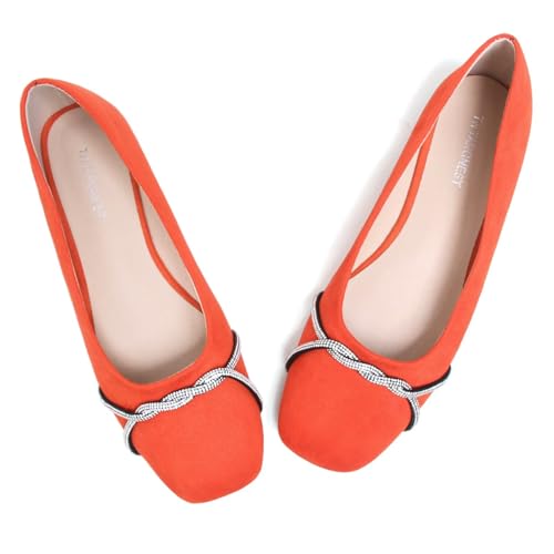 Image of TN TANGNEST Womens Casual Flats Chain Ballet Flats | Fashion Pointed Toe Rhinestone Flats, Comfort Slip On Dress Shoes for Business Work Office Wedding Party