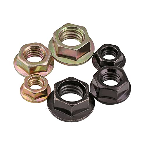CONPHERON Sechskant-Flanschmuttern aus Kohlenstoffstahl, Schwarz Flanschmuttern mit Sperrverzahnung, M10, 10 Stück