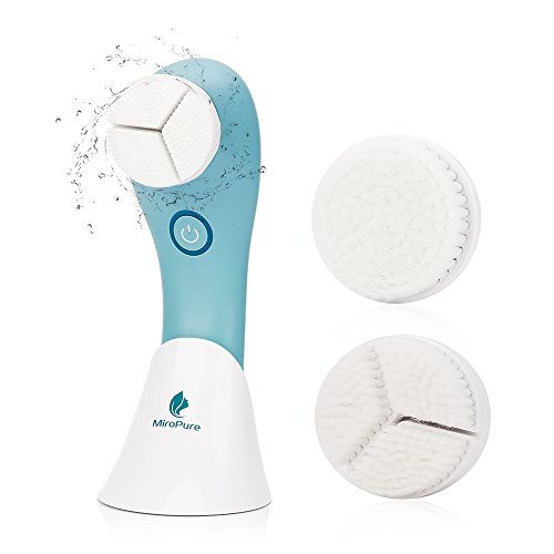 MiroPure Electric Vibrating Sonic Facial and Body Cleansing Brush Face Brush Waterproof Skin Exfoliating Cleansing System for Deep Cleaning 4 Mode Settings with 3 Brush Heads