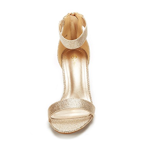 Dream Pairs Women's Fiona Gold Glitter Fashion Stilettos Open Toe Pump Heeled Sandals Size 10 B(M) Us #TOP6