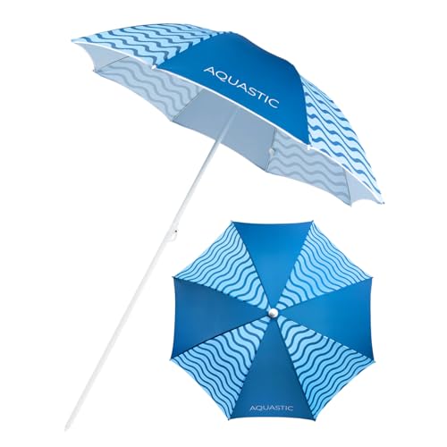 AQUASTIC OMBRELO - Parasol de plage bleu marine - Coupe-vent - Stable - Pour la plage et le jardin - Matériaux durables - Facile à plier et à transporter - Compact - 160 x 190 cm, bleu, 160 x 190 cm