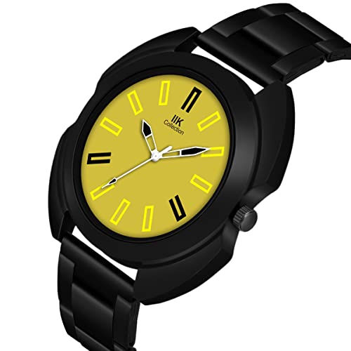 Image of IIK COLLECTION Watches for Men Round Numerical Dial |Analogue Quartz Movemnet Mens Watch|Long Battery Life|Stainless Steel Adjustable Bracelet Black Chain with Long Lasting Polish| Watches for Boys