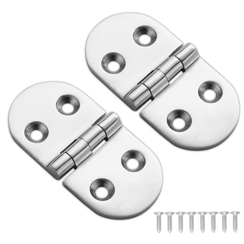 DIALESHU Cerniere per portello marittimo resistente, in acciaio inossidabile 316, 3 cerniere ovali da 3,8 cm per ante di armadietti con viti (confezione da 2)