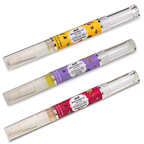 Maccibelle Cuticle Oil Set of 3 Oil Flavors,Help to Heals Dry Cracked Cuticles 0.5 oz (Set 3 Pen)