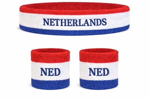 Image of Suddora Country Headband & Wristbands Set (Includes 2 Wrist & 1 Head Sweatband), Highly Moisture Wicking