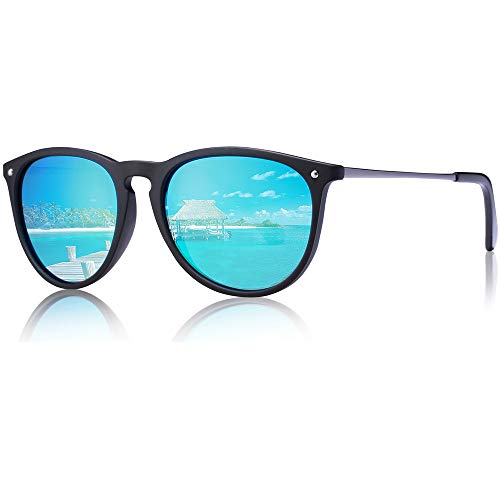 Carfia Lunettes de Soleil Femme Homme Polarisées Vintage en Acétate Cadre UV400 Protection Cover