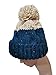 BIBITIME Handmade Cable Knit Beanie Hat Adorable Pom Winter Women Lady Warm Cap (Medium, Navy)