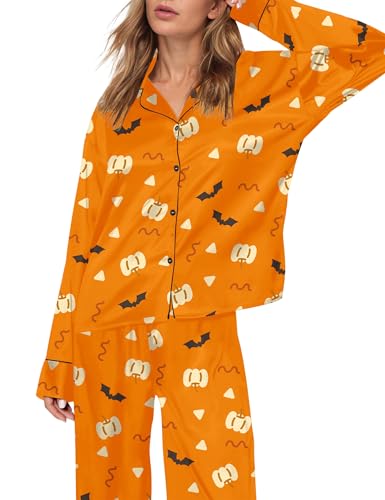 Image of SHESHOW Satin Pajamas for Women Set Long Sleeve Button Down Sleepwear 2 Piece Nightwear Women Pjs Sets Size XS-XXL