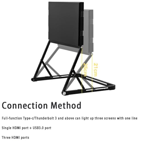 Image of 15.6 inchLaptop Tri-Fold Monitor, 1080p Fhd Portable Laptop Screen Extender, Type-C /HDMI /USB-C Plug-Play Triple Monitor with 360 Rotation Adjustable Viewing Angles Compatible with Windows and Macos (1pc)