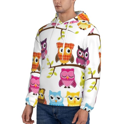 Pull à capuche en polaire hiboux pour homme | Sweat d'hiver chaud