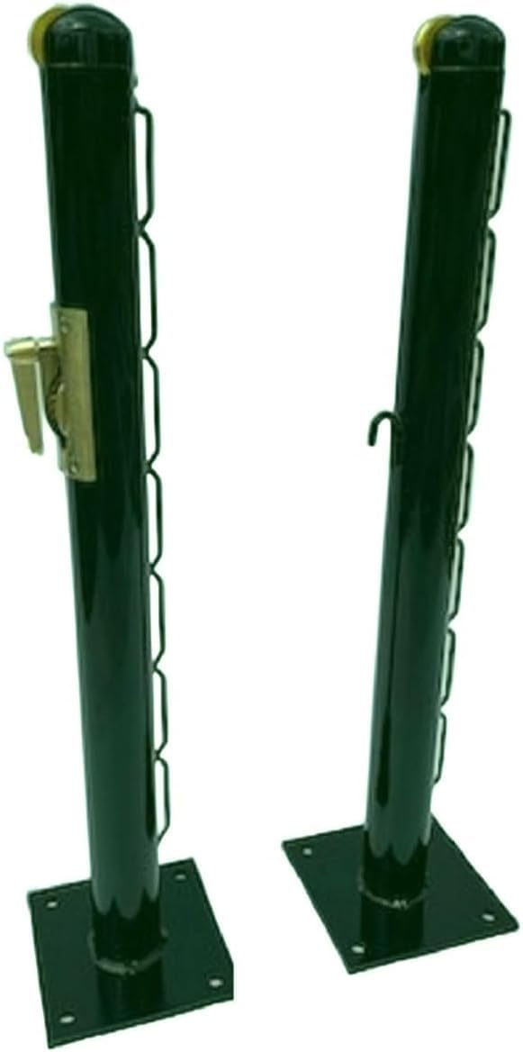 Putterman Tennis Posts – Surface Mount Kit – 3” OD Round, Internal Wind, Green – Optional Pipe Anchor