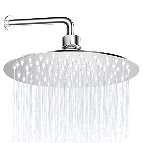 Welan Duschkopf Regendusche,30 CM Regendusche Duschkopf 304 Edelstahl Runde Duschkopf Regenbrause mit Antiblockierendes Kieselgel Cover