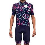 Herren Triathlon Set Reitbekleidung Uniform Atmungsaktiv Kurzarm Mountainbike Road Wear Set (Color : Blue, Size : XXX-Large)