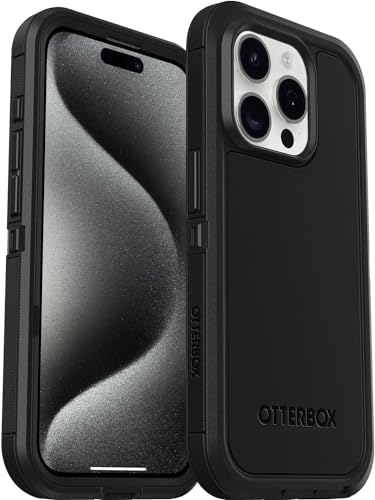 OtterBox iPhone 15 Pro | Defender Series XT Case with MagSafe, Screenless, Rugged - Non-Retail Packaging - Black