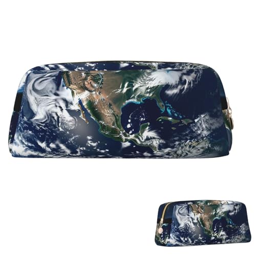 SDTYKHJ 筆箱 ブルー マーブル アース 大 筆袋 携帯 コイン ポーチ 美的 コスメ バッグ レザー メイクバッグ, ゴールド, One Size