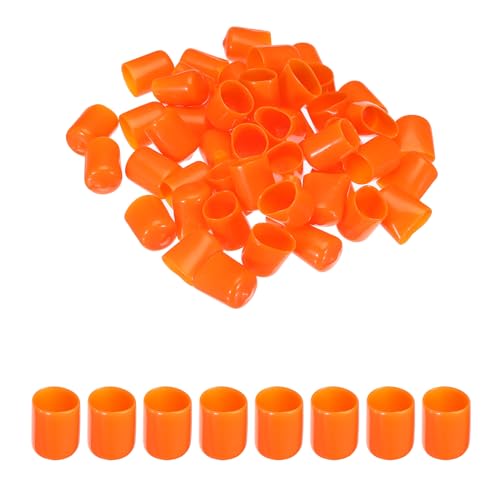 Image of MECCANIXITY 50pcs 16mm(5 /8 inch) Rubber End Caps Cover PVC Vinyl Screw Thread Protector Round Wire Shelf Caps for Screw Bolt Pipe Fence Post, Orange