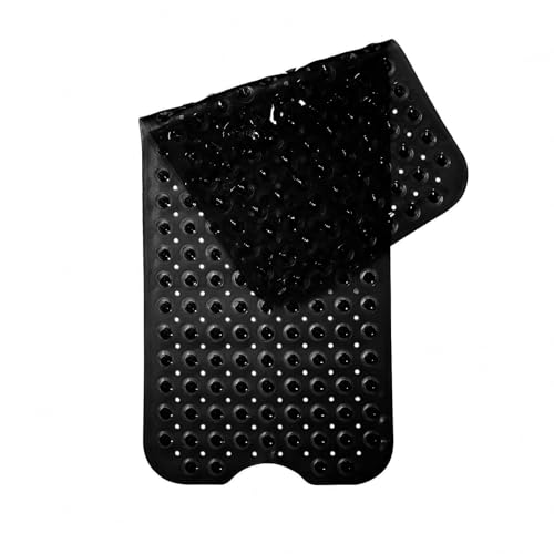 Alfombra Antideslizante para Bañera y Ducha 100x40cm - 200 Ventosas Ultra-Fuertes, Material Suave Antibacterial, Lavable a Máquina, Color Anti-Manchas - Seguridad Familiar y Diseño Moderno (Negro)