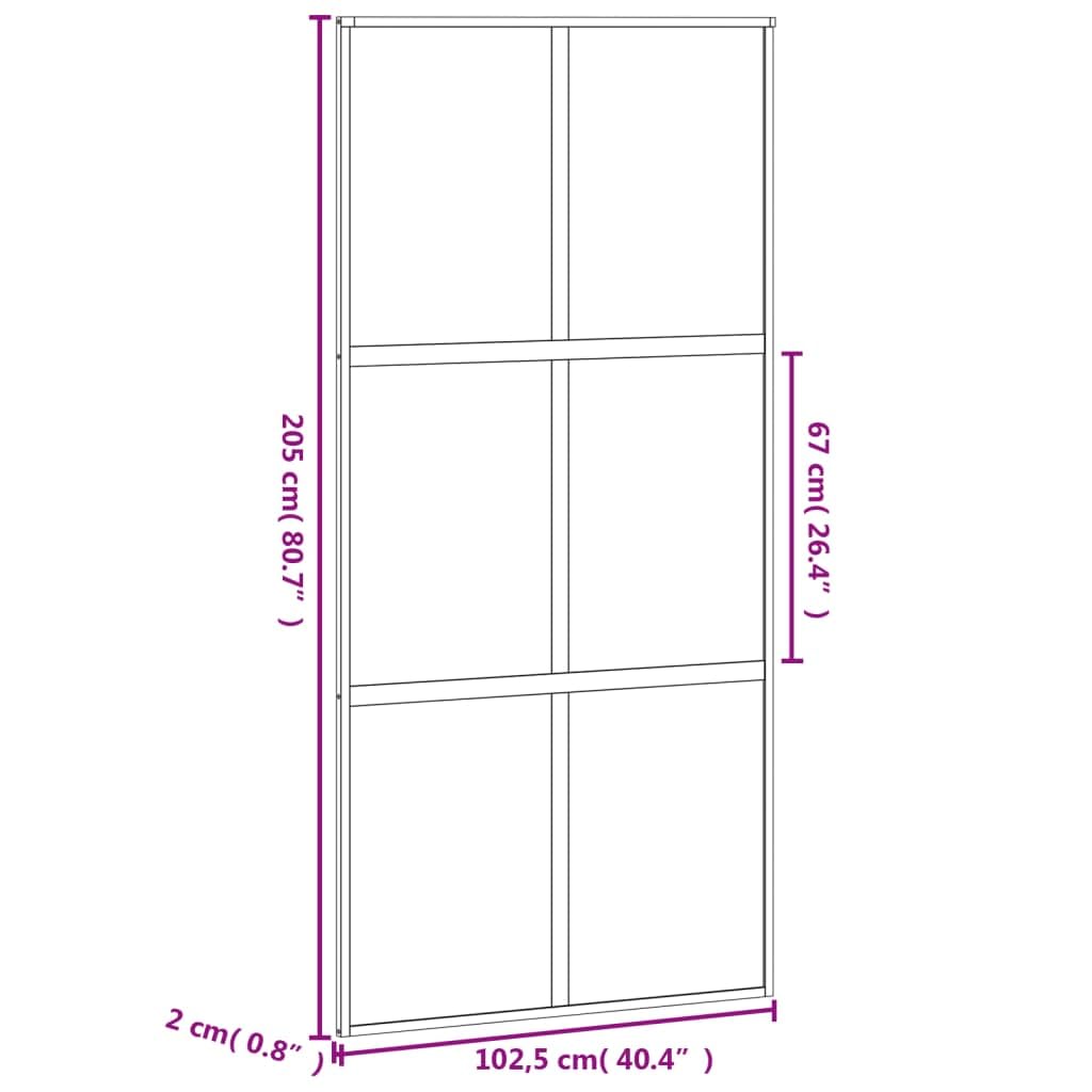 Drzwi przesuwne czarne 102,5 x 205 cm szkło hartowane i aluminium materiały budowlane drzwi, drzwi domowe