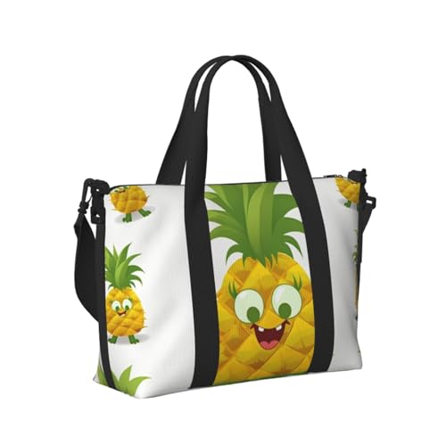 Travel Duffel Bag for Women, Large Shoulder Weekender Overnight Bag, Sport Gym Bag for Men, Carry On Tote Bags, Pineapple Luggage Bag for Travel Essentials2