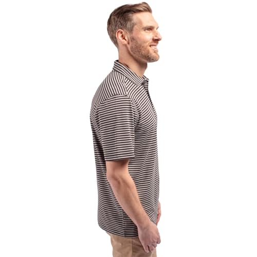 Image of Cutter & Buck Mens Short Sleeve Virtue Eco Pique Stripe Recycled Mens Big and Tall Polo