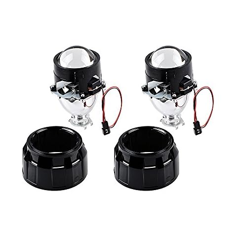 Astra Depot H1 Bi-Xenon 2.5 inch Headlamp Projector Lens Compatible With Headlights Retrofit, Custom Headlamps Conversion Cover