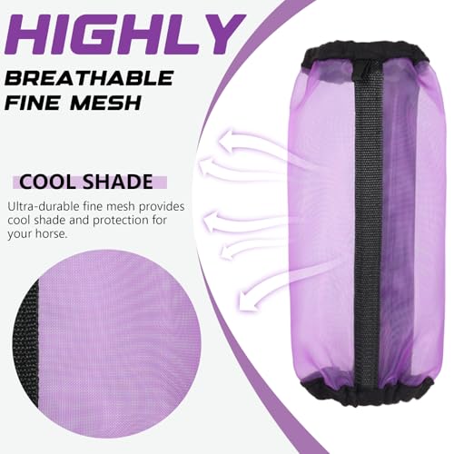 Image of All-Purpose Fine Mesh Horse Fly Boots Breathable Anti-Fly Leggings with Sturdy Support Strips Reduce Annoying Stomping & 360Leg Protection Durable Easy-Clean Material 4-Pack Lavender Purple