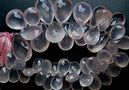 Quartz rose facetté extra large en briolettes poires de Madagascar haut de gamme