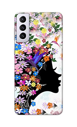 Image of Printed Hard Back Cover Case for Samsung Galaxy S21 5G Back Cover (Floral Hairstyle Girl) -1803