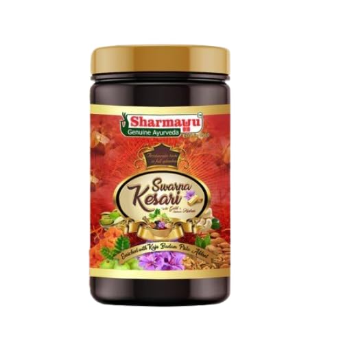 Sharmayu Swarna Kesari Chyawanprash 500g | Ayurvedic Immunity Booster Chyawanprash For Men, Elders and Kids Blend with Kesar & 38 Herbs – Builds Energy, Strength & Stamina | Natural Herbal Supplement