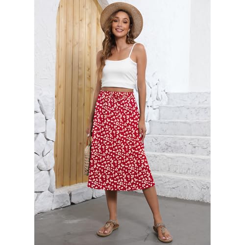 Image of Witsmile Flowy Skirt Elastic High Waist A-Line Skirt with Pockets Bohemia Cover-up for Women 2026 Trendy(S-2XL)