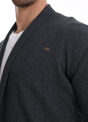 Men's Cardigan Sweater Shawl Collar Open Front Long Sleeve Ribbed Knit Sweater with Pockets4