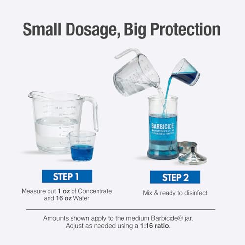 BARBICIDE Disinfectant Jar – Durable Glass Immersion Container with Stainless Steel Lid and Tray – Professional Tool Sanitizer for Combs, Brushes & Implements - (MidSize - 21 Fl Oz)