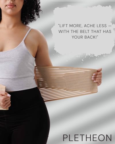 Image of PLETHEON Lumbo Sacral Lumbar Support Belt Beige for Men & Women | Spine & Lower Back Support Brace | Fit From 30 to 46 Inch Waist