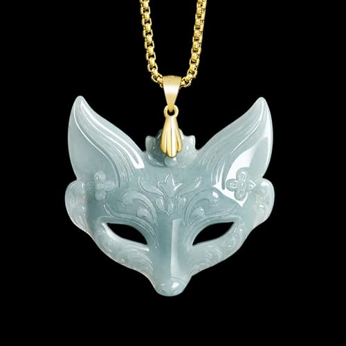 Collier renard à neuf queues bleu en jadéite véritable de qualité A