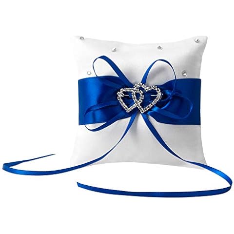Elegant Double-Heart Wedding Ring Pillow Cover